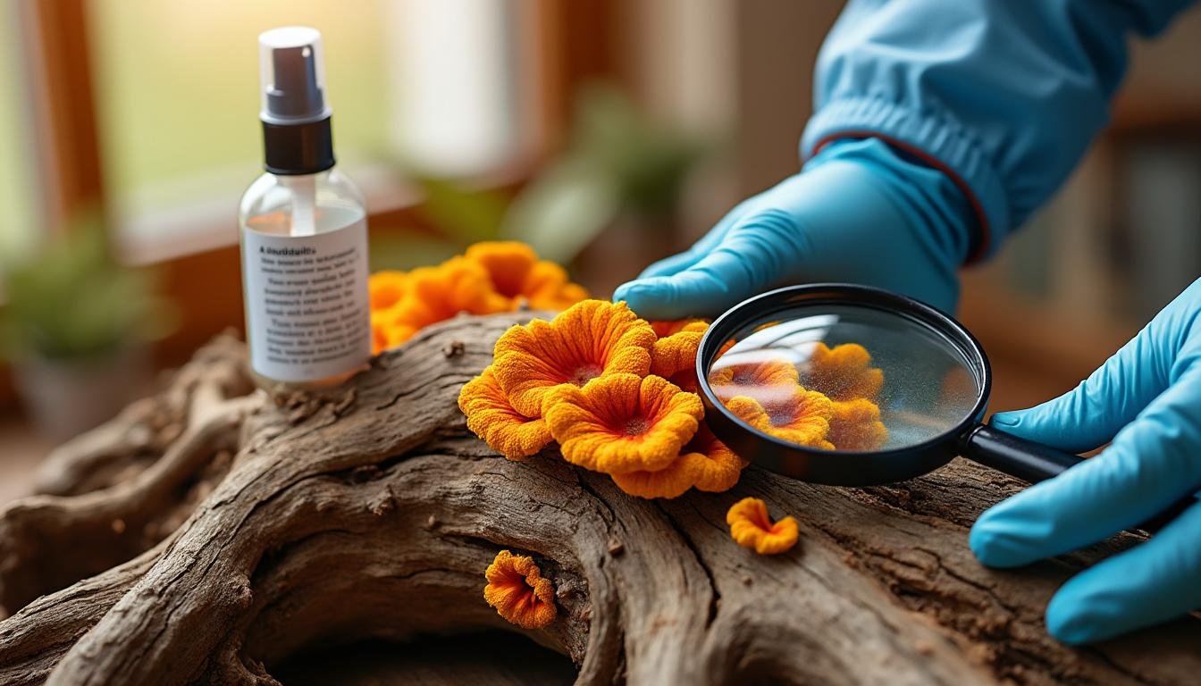 Comment identifier et traiter un champignon orange sur du bois mort dans sa maison ?